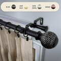 Kd Encimera 1 in. Wicker Double Curtain Rod with 28 to 48 in. Extension, Black KD3726072